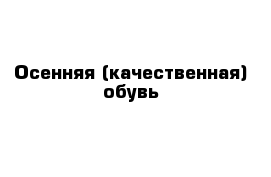 Осенняя (качественная) обувь